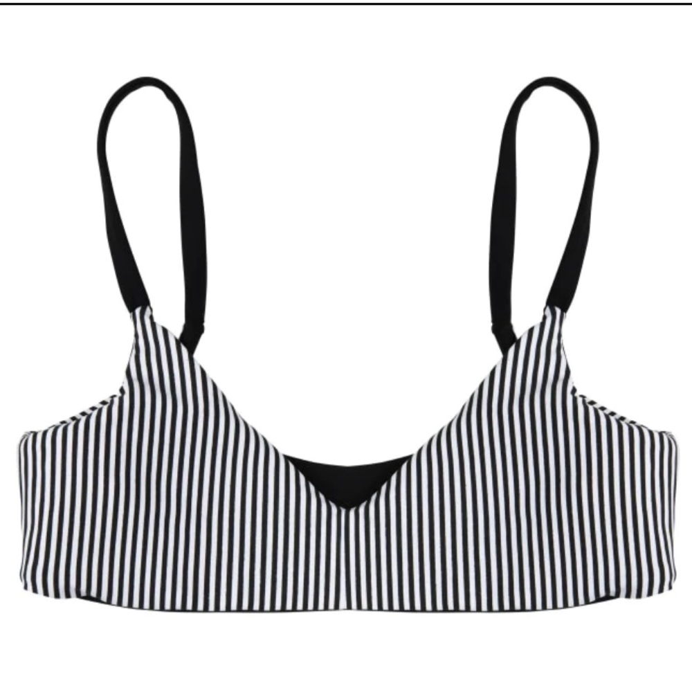 Lagoa Swimwear- Grace Reversible Scoop Neck Bikini Top (Stripe/Black)